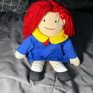 Vintage 1990 Eden Madeline Plush Doll‎ Red Hair Blue Coat Stuffed Toy